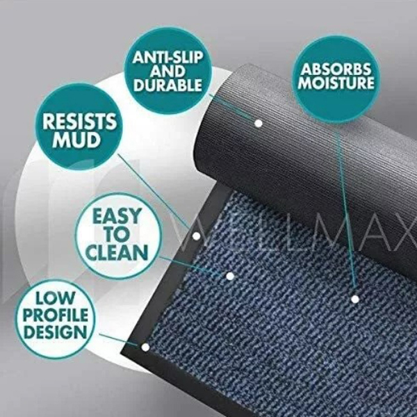 Blue Black Heavy Duty Barrier Mats Dirt & Moisture Absorbing Hard Wearing for Indoor And Outdoor Uses