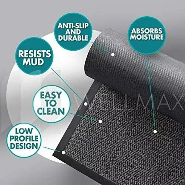 Grey Black Dust & Water Resistant Heavy Duty Hard Wearing Indoor And Outdoor Barrier Mats 