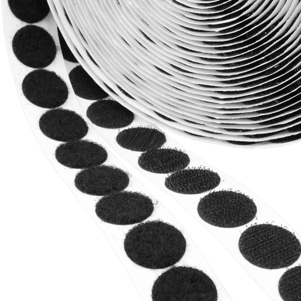 Fastener Coins Hook & Loop Black High Tack Rubber Adhesive