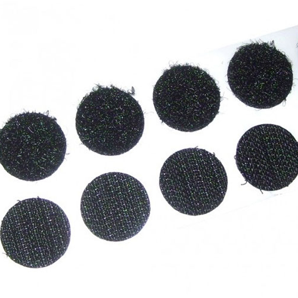 Fastener Coins Hook & Loop Black High Tack Rubber Adhesive