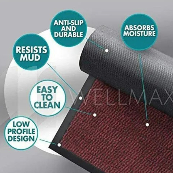 Red Black Heavy Duty & Non Slip Rubber Hard Wearing Barrier Mats for Indoor And Outdoor