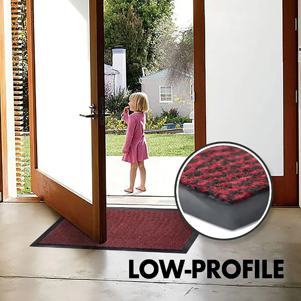 Red Black Heavy Duty & Non Slip Rubber Hard Wearing Barrier Mats for Indoor And Outdoor