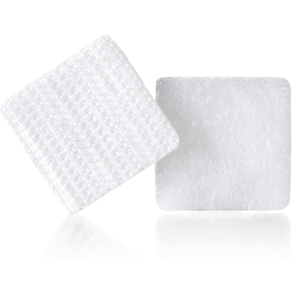 White Self-Adhesive Rubber High Tack Hook Fastener Squares Rubber